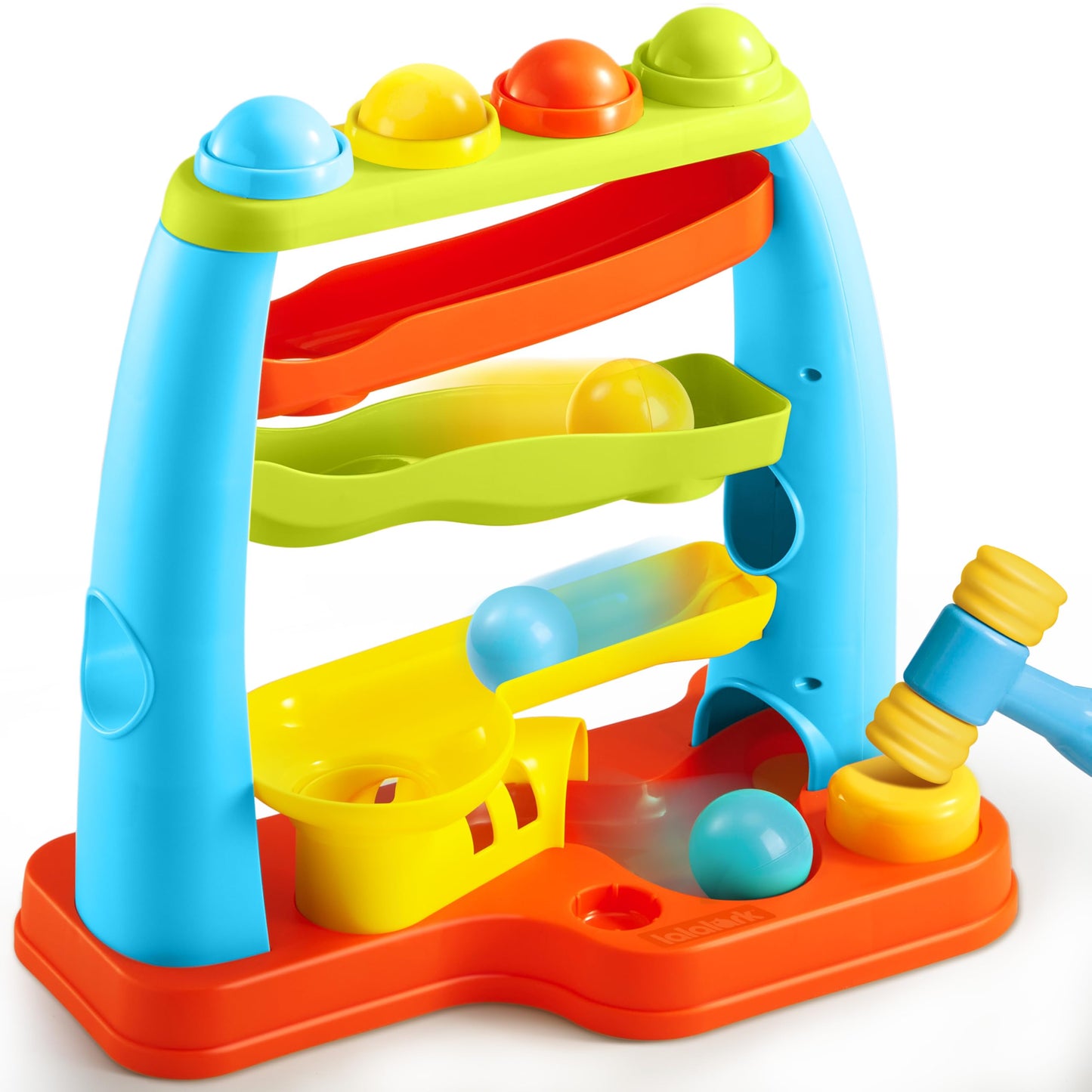 lalalark Ball Drop Toy for Toddlers, Track Stacking Learning Pound a Ball with Hammer, Early Developmental Montessori Toy, Birthday Gift for Boys & Girls Age 18M+ 2 3 Year Old Baby Kids