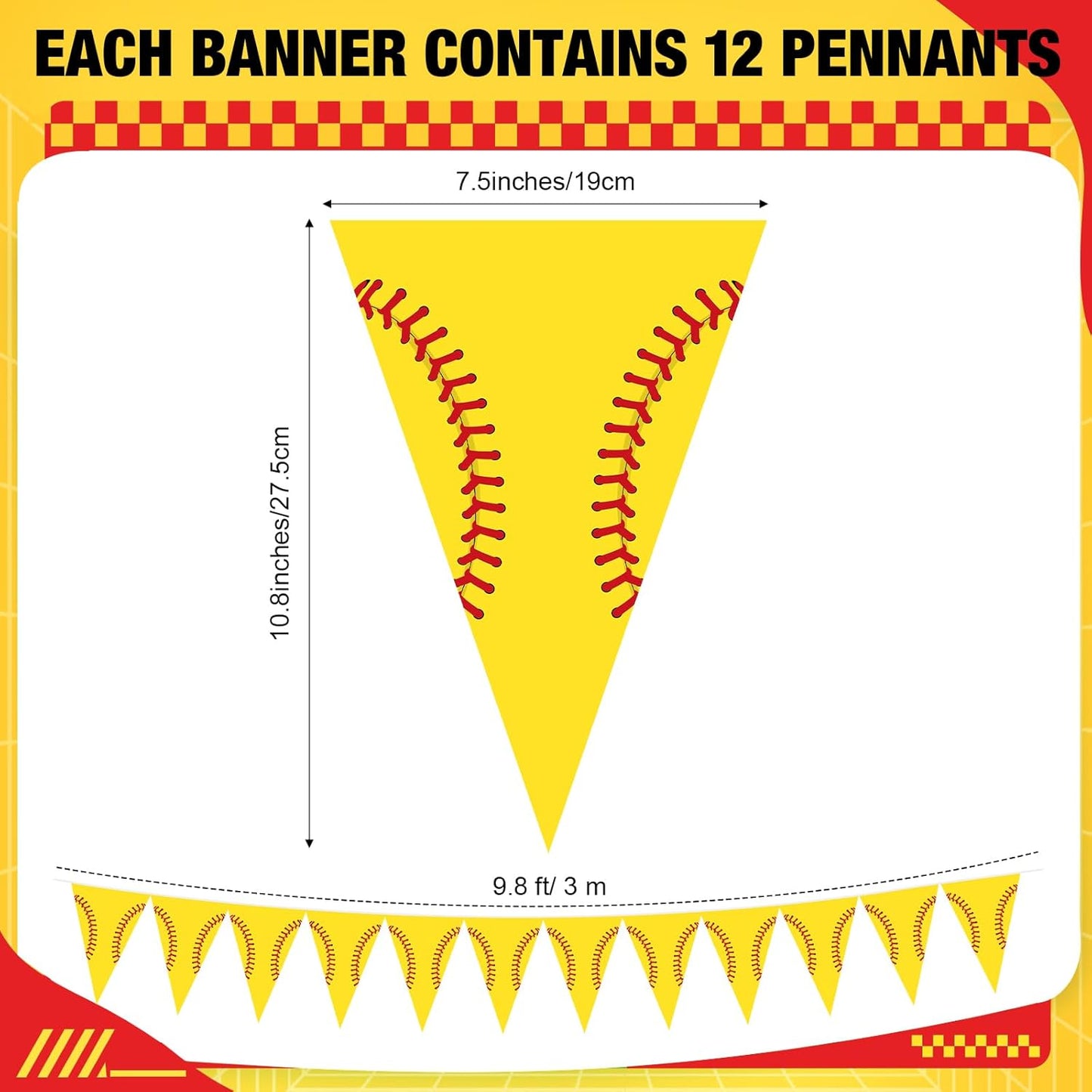 Jetec 5 Pcs 49 Ft Softball Party Decorations Pennant Banner Pre-Assembled Sport Triangle Flag Bunting Garland for Softball Birthday Party Supplies Sport Theme Decorations