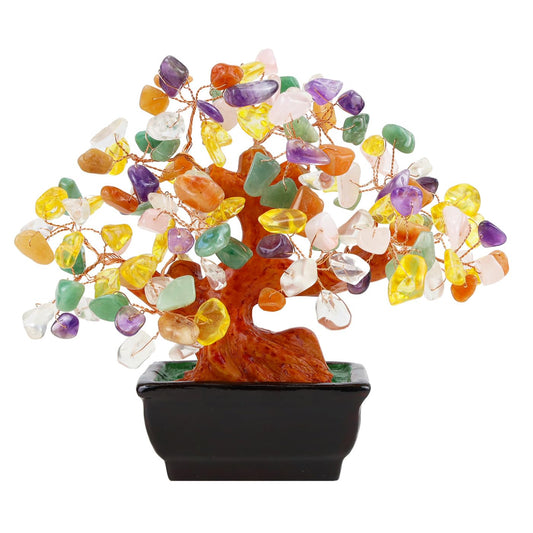 NUKAYAI Natural Colorful Crystal Tree Money for Office Home Room Desk Decor Positive Spiritual Energy Meditation Feng Shui Crystals Bonsai Trees Luck Wealth Birthday Gifts for Women