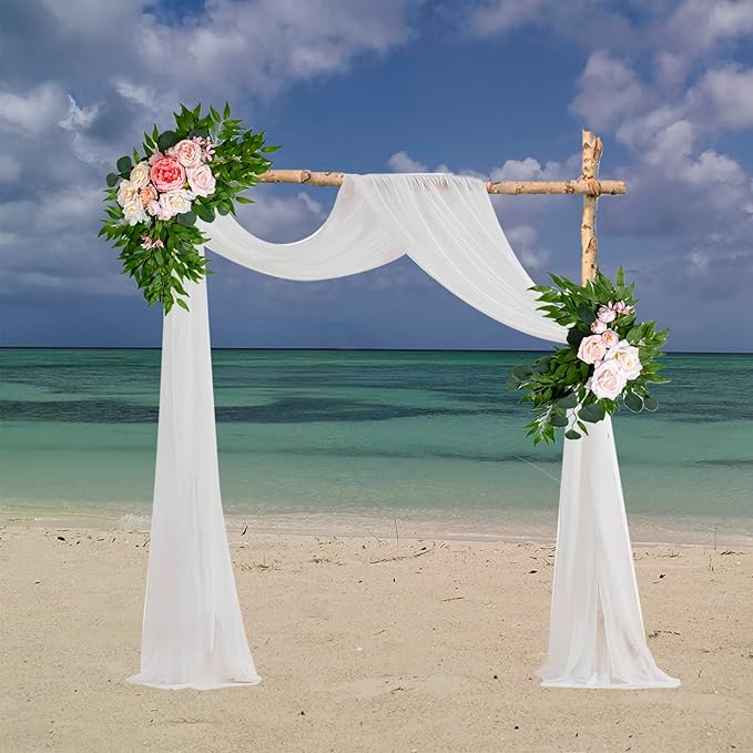 AitnWoy Artificial Wedding Arch Flowers Kit 2 PCS Dust Rose Flowers Silk Peony Floral Swag Welcome Sign for Wedding Ceremony Party Home Garland Decor (Brownish)