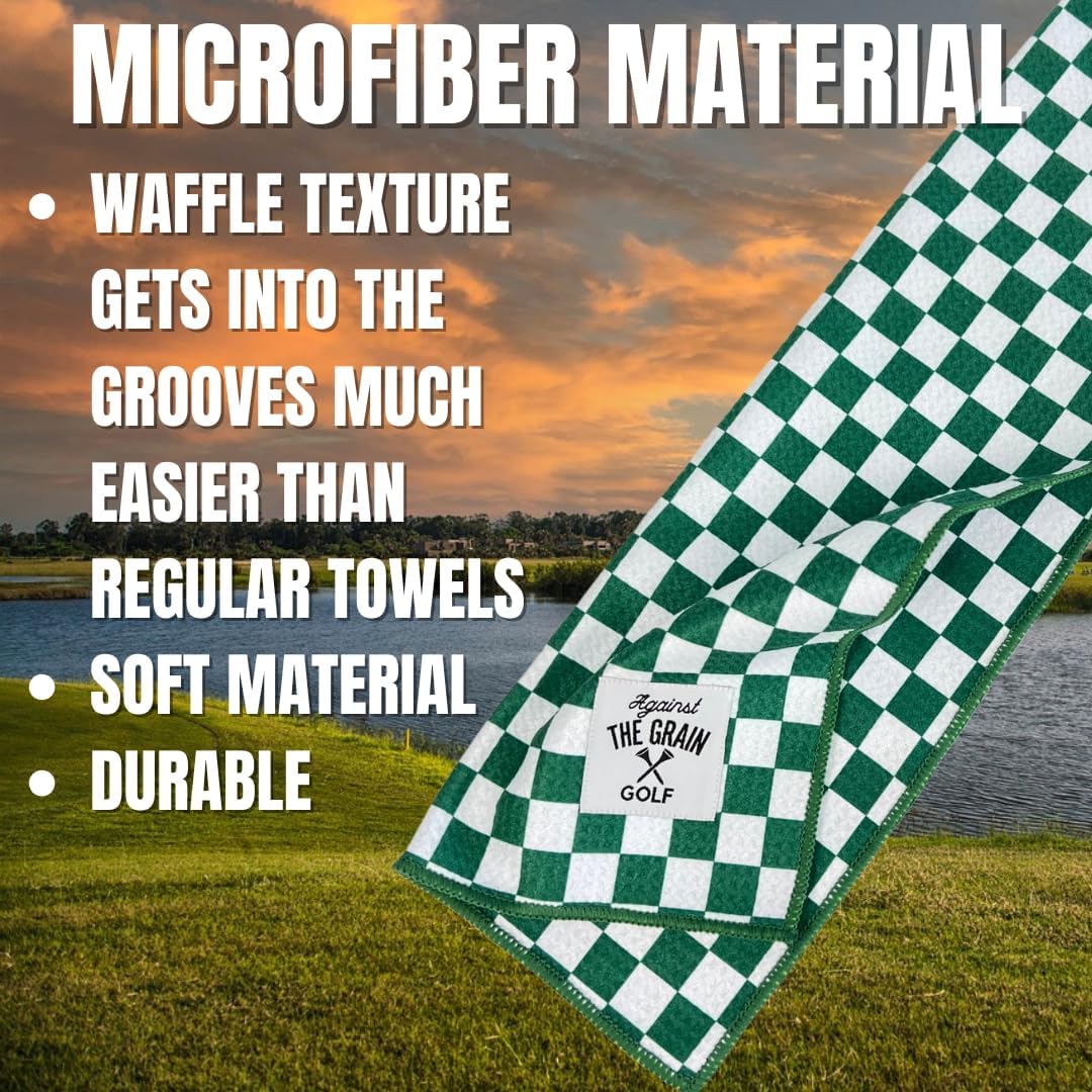Against The Grain Golf Club Cleaning Kit - Includes Water Golf Club Brush & Microfiber Golf Towel (12"x20") Perfect Golf Bag Accessories for Men & Women Golf Gifts for Men