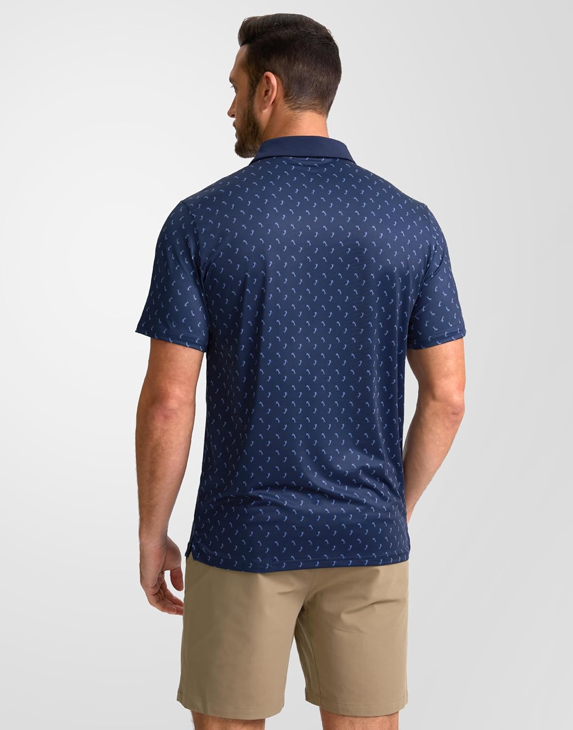 Obla Mens Golf Polo Shirts Short Sleeve Dry Fit Performance Moisture Wicking Casual Print Collared Golf Shirts for Men
