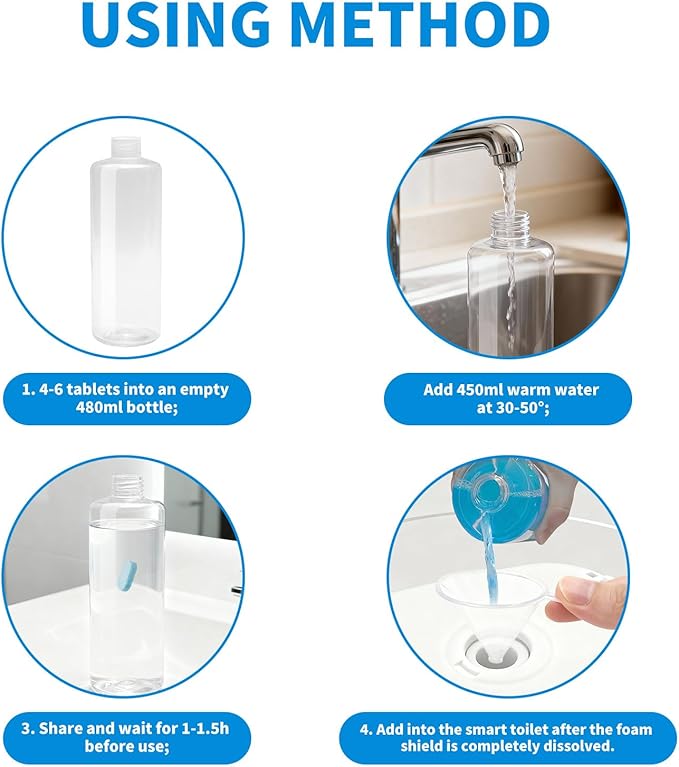 MAMADOU Toilet Cleaner Tablets Foaming Agent Splashproof Foam Sheild for Smart Toilet Deodorizing Stain-Resistant Special Cleaning Bowl For Fresh Comfortable Bathroom Environment 12pcs