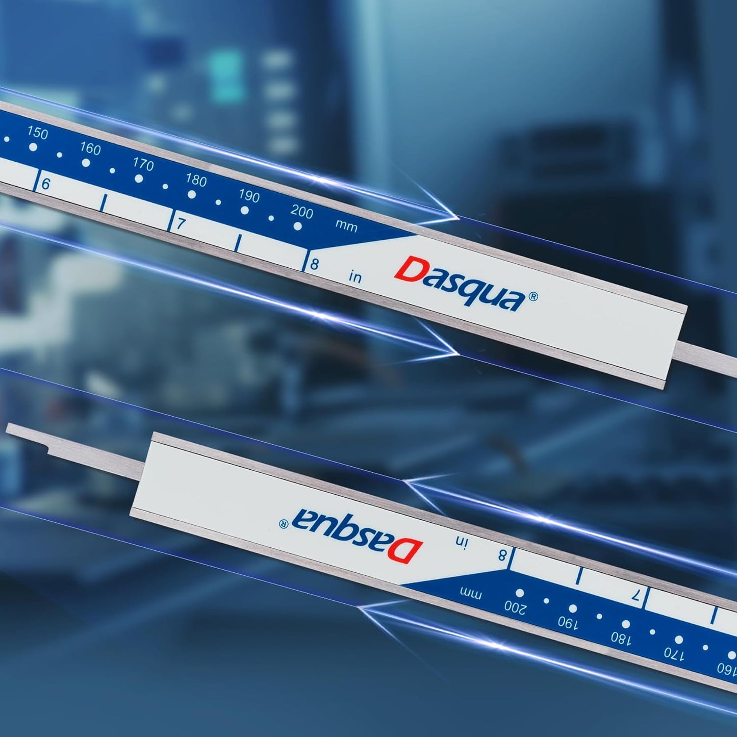 Dasqua Digital Caliper 8", IP54 Stainless Steel Water Resistant Caliper with Large LCD Display and Storage Case, Easy Switch Between Inch/Metric/Fraction, Accuracy 0.001'', Precision Measuring Tool