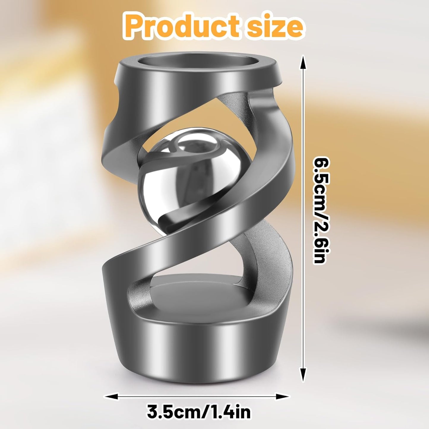 Upgraded Kinetic Desk Toys, Kinetic Spinning Desk Toy for Office for Adults, Quite Fidget Toys for Kids Teens, Desk Fidgets for Adults with ADHD (Grey Silver)