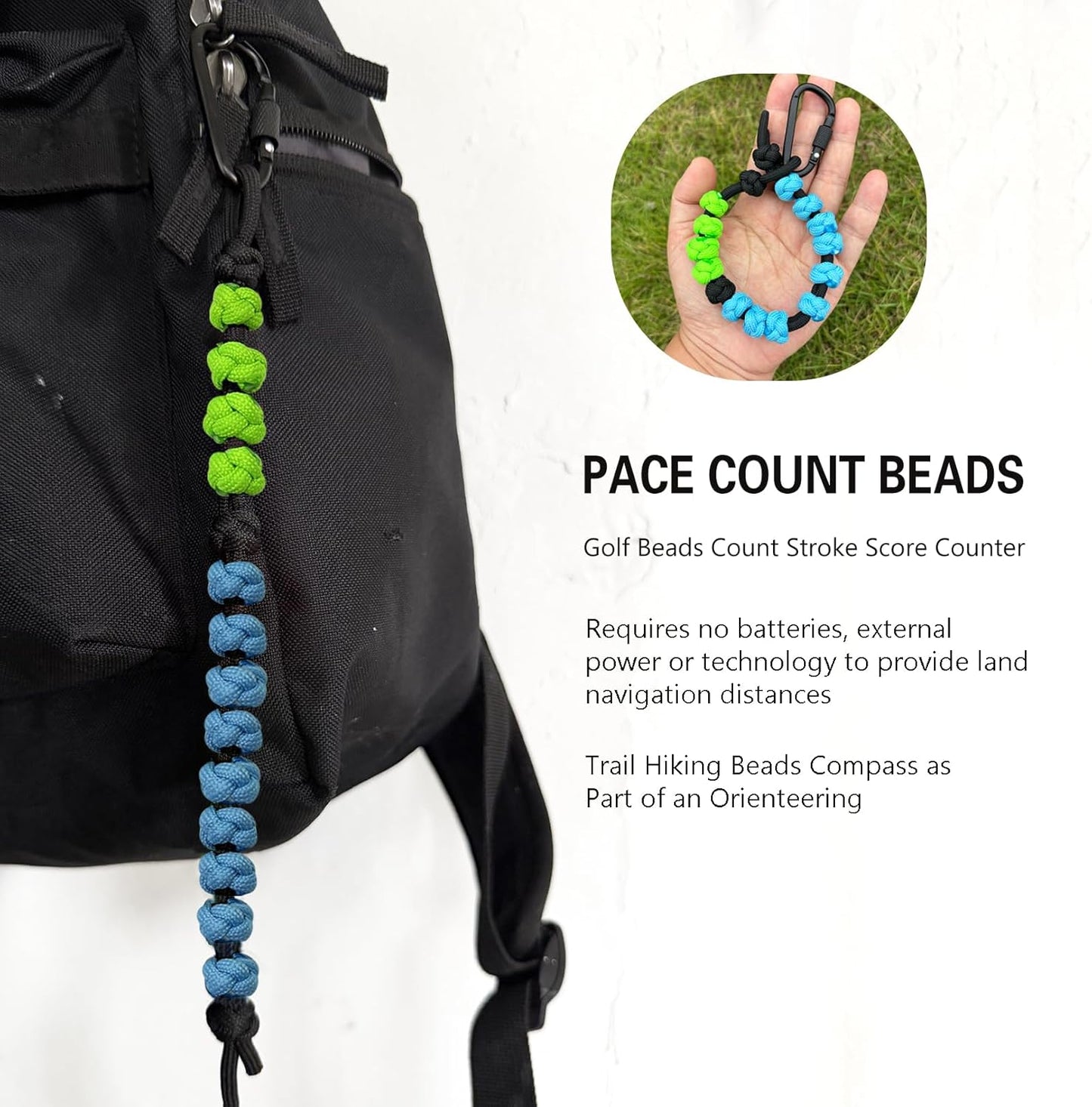 DAOSUN Paracord Ranger Beads Pace Counter, Hand Woven Lop Counter for Swimming Light Weight Golf Stroke Count Bracelet