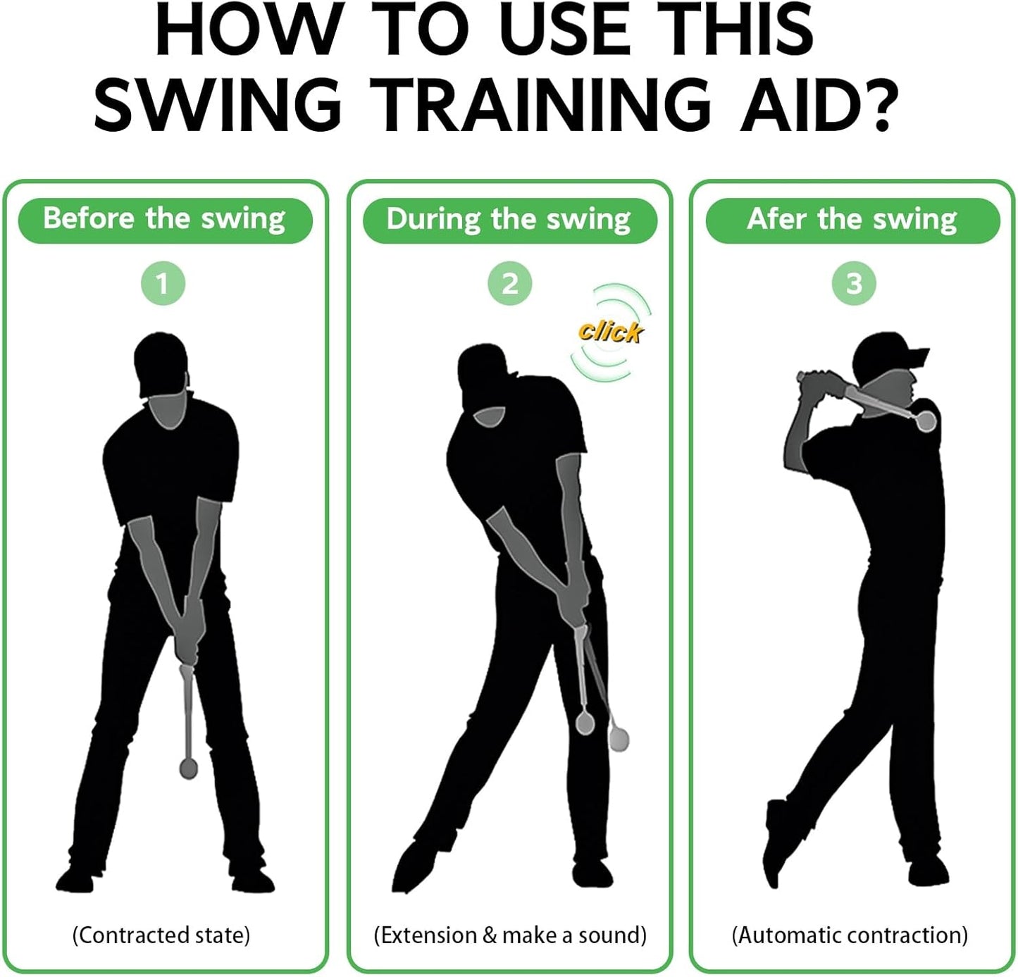 Retractable Golf Swing Training Aid - Golf Swing Trainer, Portable Grip Trainer for Indoor & Outdoor Practice, Improving Strength