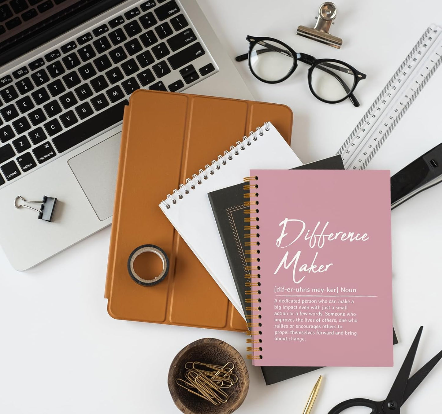 OXW Pink Meeting Notebooks for Work, Difference Maker Gift Office Work Notebook Journal for Writing Note Taking, Thank You Gifts for Women Men Leader Boss Mentor Manager Principal, 5.5"x8.3"