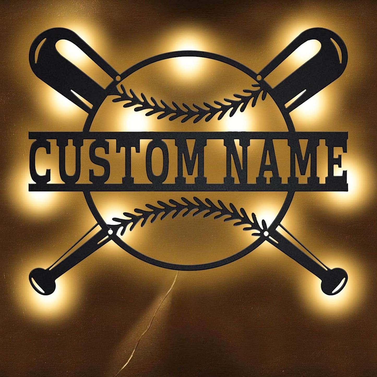 Personalized Name 7 Colors Baseball lamp Custom Baseball Wall Art Night Light LED Name Sign Gift for Men Sports Lover