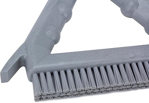 SPARTA Plastic Commercial Grout Brush, Triangle-Shaped Scrub Brush with Scraper and Two Threaded Holes for Attaching Handle (Sold Separately), 9 x 7 x 7 Inches, Gray