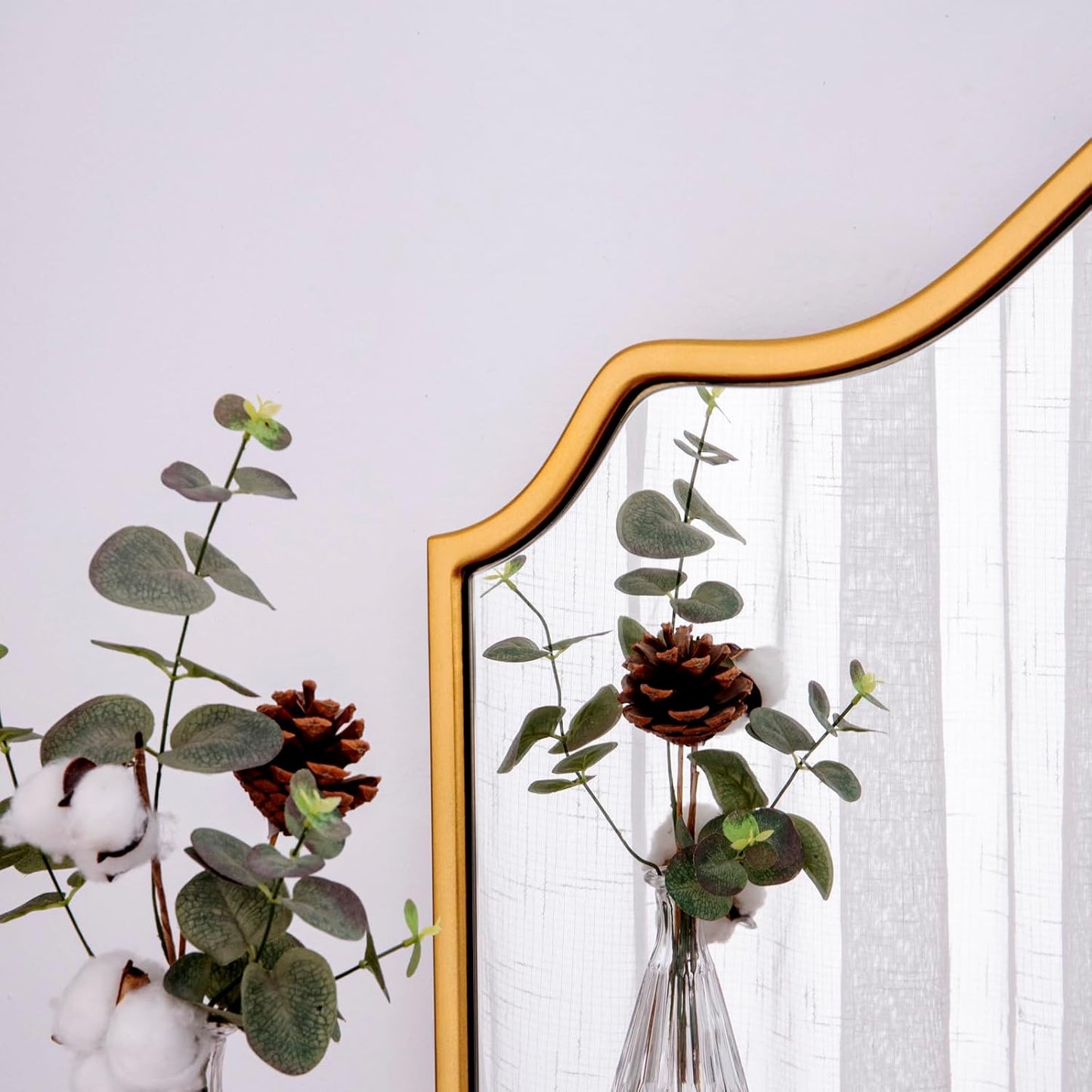 Chende Large Gold Mirror with Arched Top, 47" x 32" Modern Living Mirror for Wall, Modern Decorative Mirror with Wooden Frame for Entryway, Fireplace, Dining Room