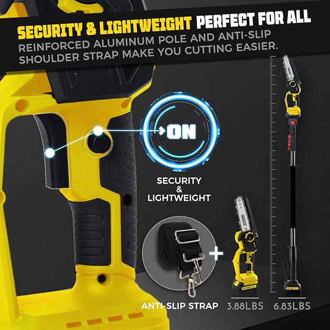 2-in-1 Electric Pole Saws for Tree Trimming, 1200W Brushless Cordless Pole Saw & 6 Inch Mini Chainsaw,16 Ft Max Reach & Multi-Angle, Tree Trimmer Branch Cutter Limb Pruner with 2 Batteries