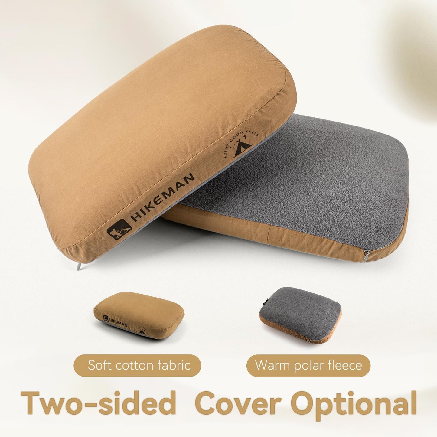 HIKEMAN Camping Memory Foam Pillow - Ultralight Travel Pillow,Backpacking Pillow with Removable Cover,Ergonomic Pillows,Neck Lumbar Support for Outdoor Camp,Sport,Hiking,Backpacking Sleep (Army Green)