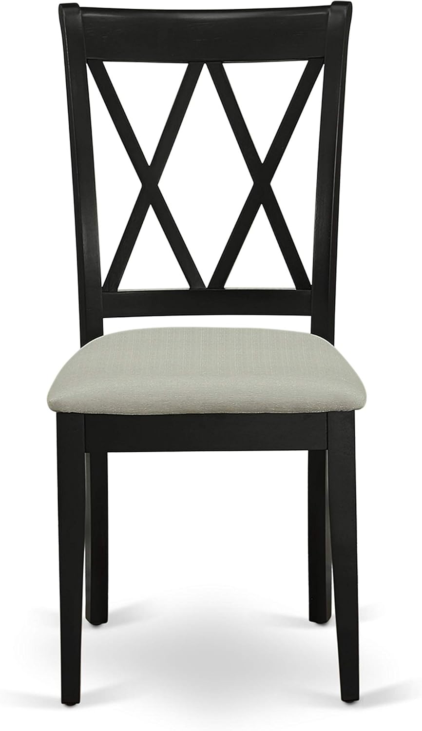 East West Furniture DUCL5-BLK-C 5 Piece Kitchen Table & Chairs Set Includes a Rectangle Dining Table and 4 Linen Fabric Dining Room Chairs, 36x60 Inch, Black