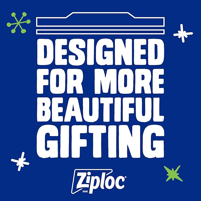 Ziploc Quart Food Storage Bags, Grip 'n Seal Technology for Easier Grip, Open, and Close, 24 Count, Holiday Designs