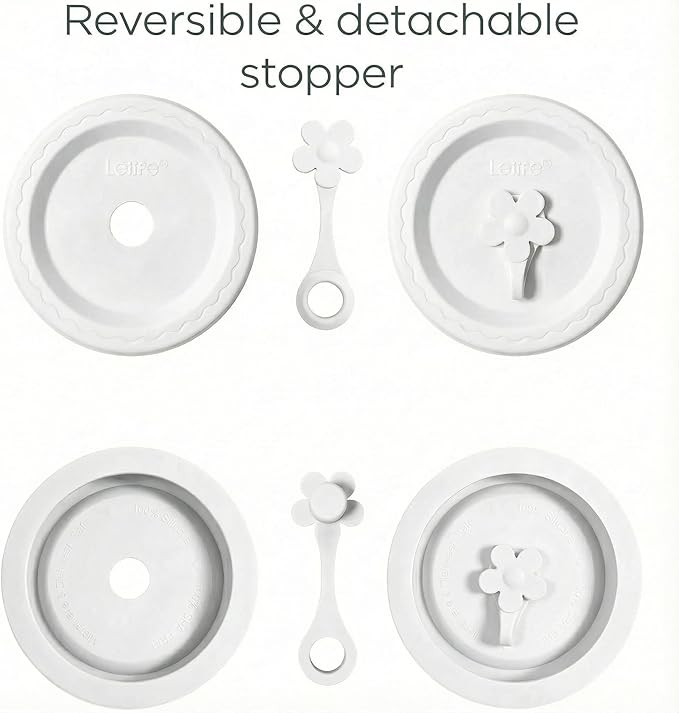 Silicone Mason Jar Lids, Regular and Wide Mouth Compatible, with Straw Hole and Stopper (white color 4pcs)