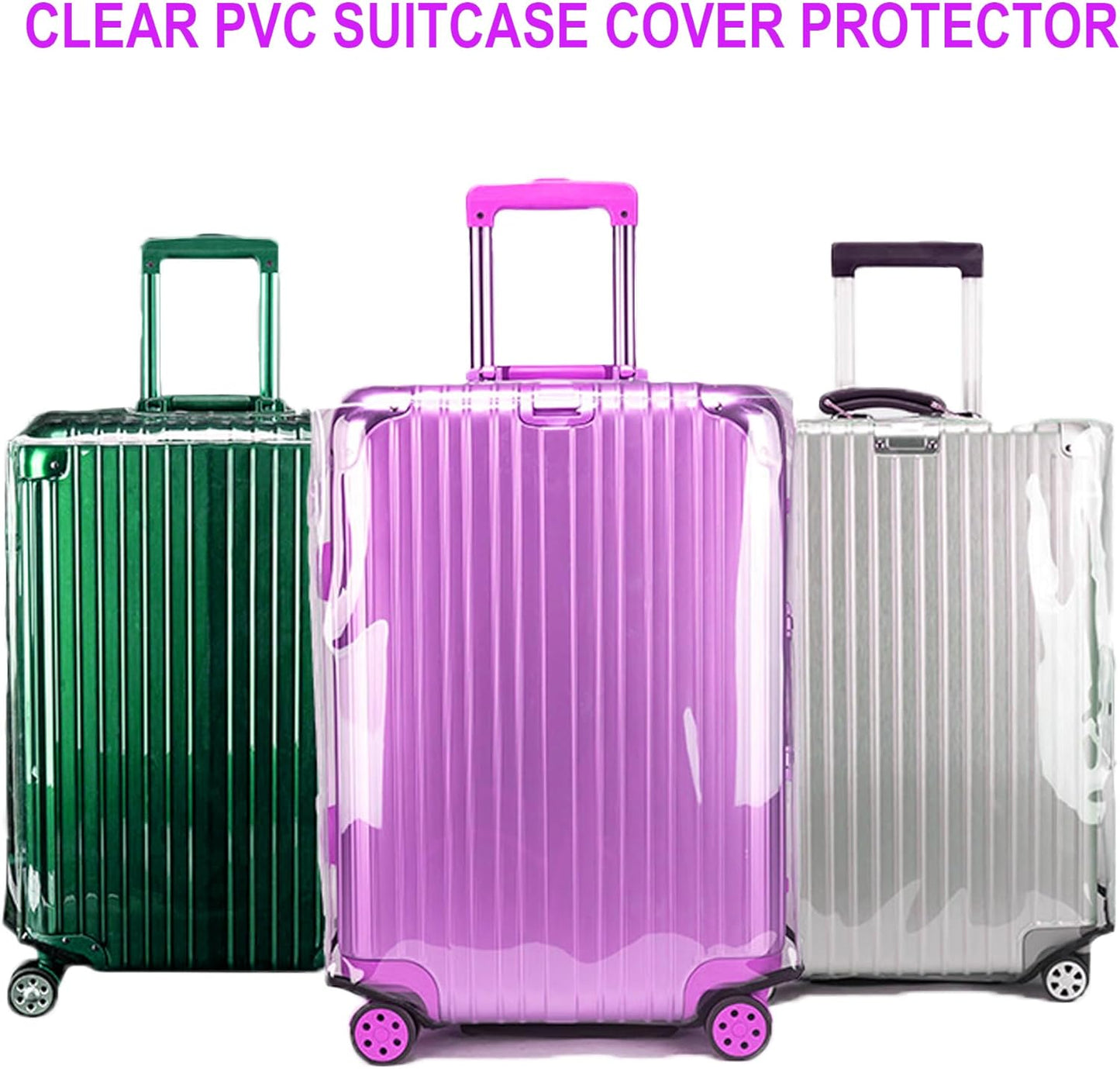 28 Inch Full Clear PVC Suitcase Cover Protectors for TSA Approved Travel Luggage Protector Covers Set Transparent Luggage Case Suitable for 28"-29" Full Clear