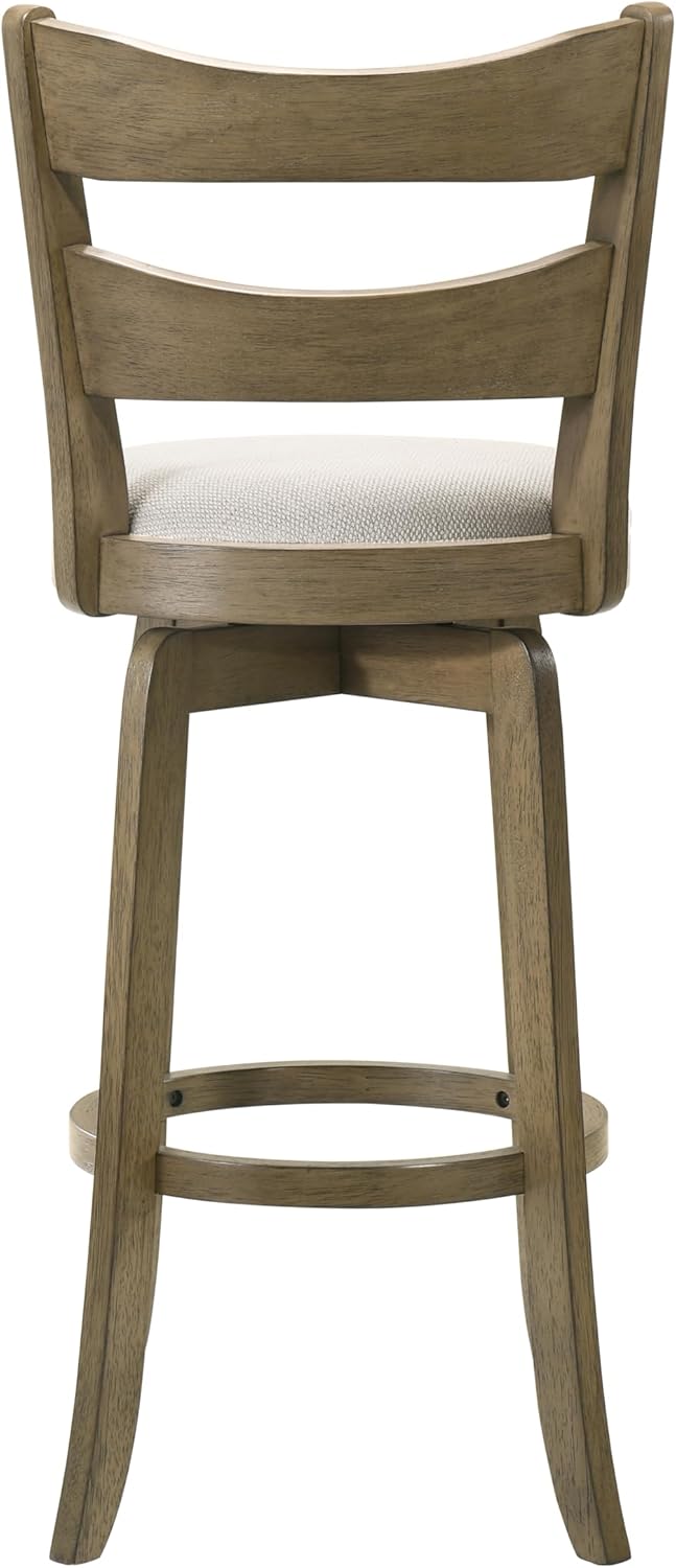 Armen Living Blair 26 in. Putty Brown Counter Height Rubberwood Swivel Barstool with Cream Fabric Seat