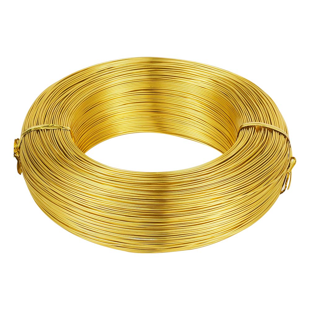 Cheriswelry 980 Feet 20 Gauge Gold Aluminum Wire Bendable Metal Craft Wire Flexible Soft Jewelry Beading Wire 0.8mm for Sculpting Armature Artistic Floral Garden Wrapping DIY Craft