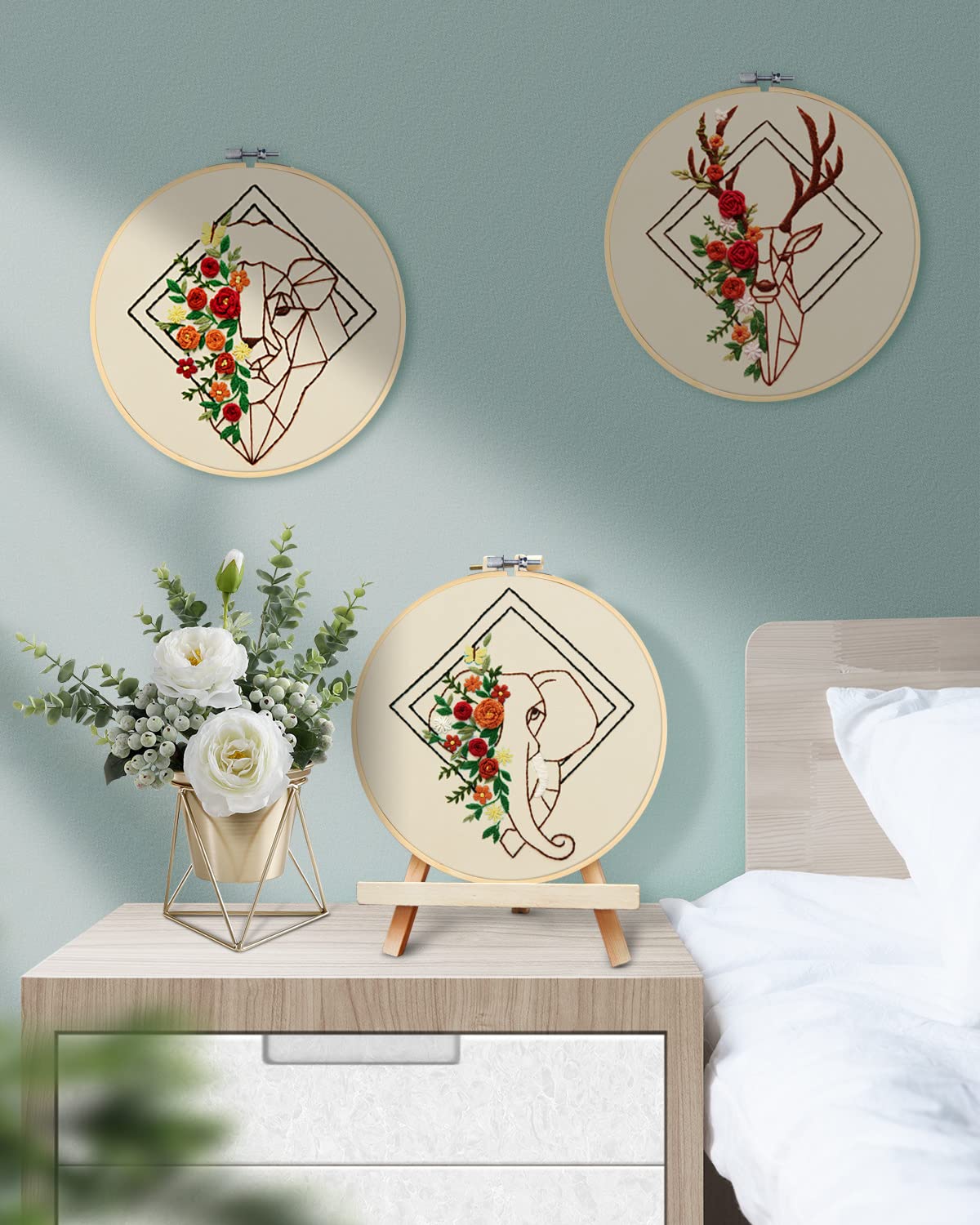 3 Pieces Embroidery Hoops, 10 inch Bamboo Frame Circle Cross Stitch Hoop Ring Embroidery Hoops Set for Embroidery and Cross Stitch