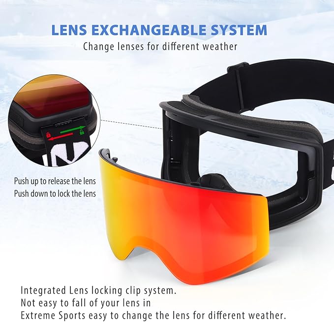 EXP VISION Ski/Snowboard Goggles Parent-child Snow Goggles Over Glasses for Men, Women Youth Kids