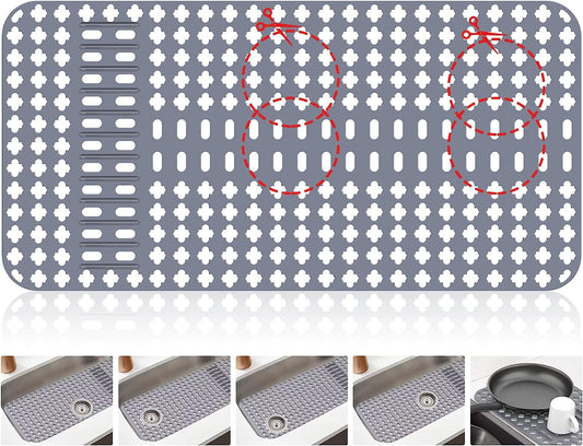 ARLBA Upgraded Silicone Sink Mat 28"x14" Sink Protectors for Kitchen Sink with Rear Drain/Center Drain,Sink Rack for Bottom of Sink, Kitchen Sink Mats for Bottom of Stainless Steel/Porcelain Sink