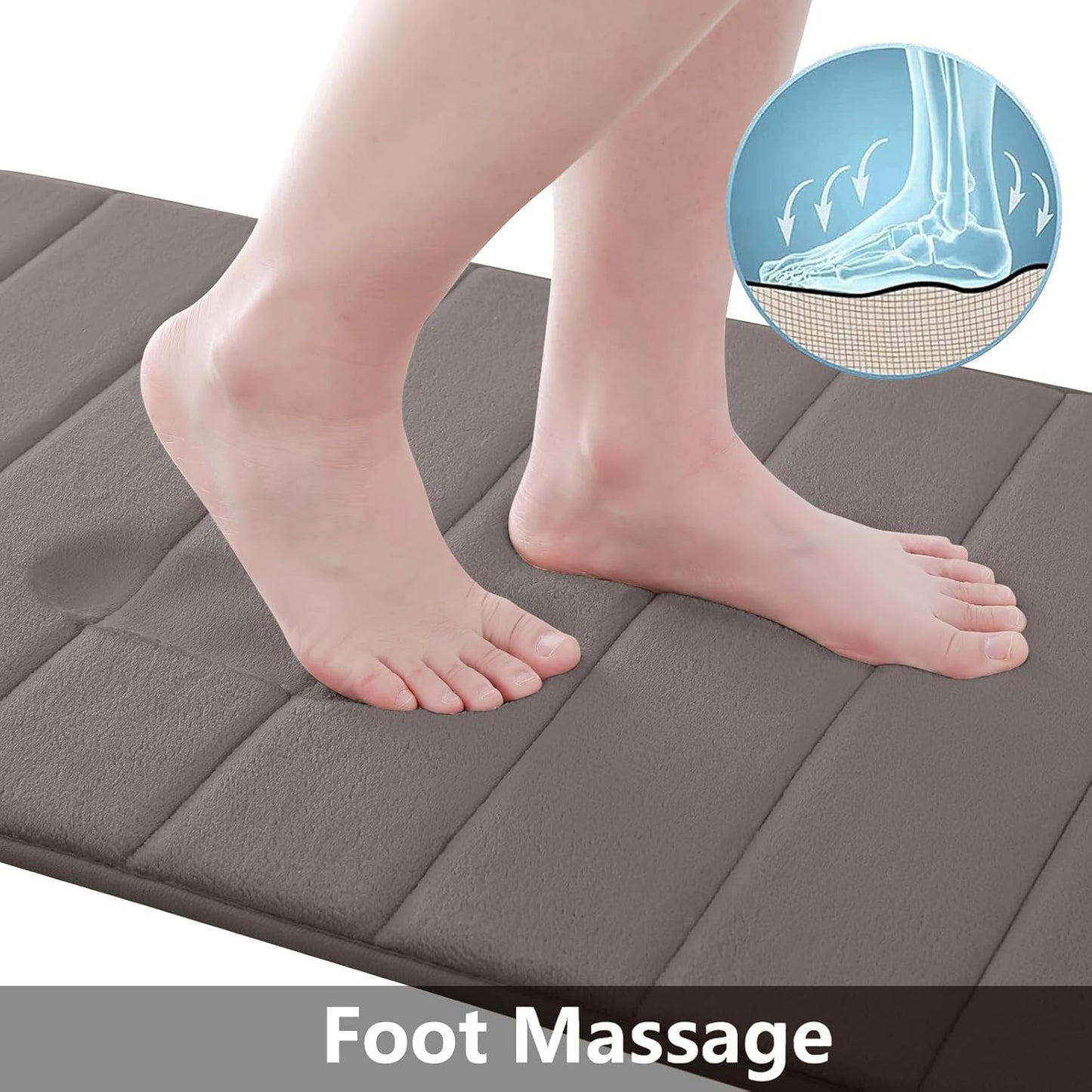 Buganda Memory Foam Bath Mat, 70" x 24", Ultra Soft and Non-Slip Bathroom Rugs, Water Absorbent and Machine Washable Bath Rug Runner for Bathroom, Shower, and Tub, Taupe