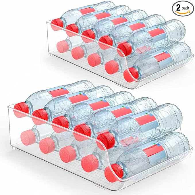 Water Bottle Soda Drink for Fridge,Refrigerator Pantry Clear Box Organizer Storge (2 PACK)