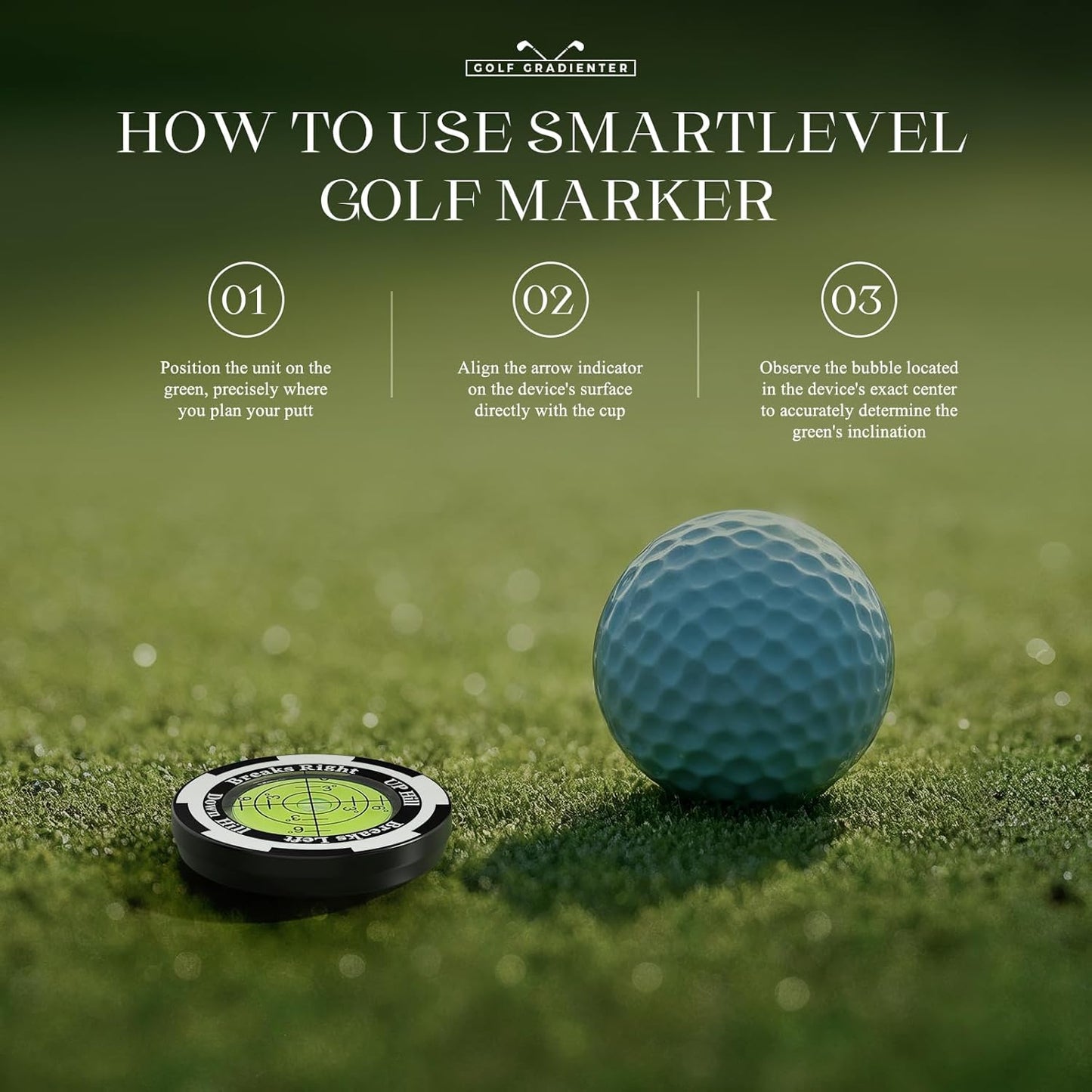 Golf Ball Marker - SmartLevel Ball Marker with High Precision Horizontal Bubble | Golf Putting Training Aid Accessories for Men & Women