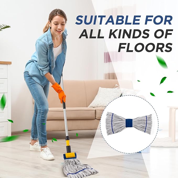 Hushee 12 Pack Large Microfiber Tube Mop Heads 18 oz Heavy Duty Commercial Industrial Wet Mop Head Refill Reusable Machine Washable Looped End Mopheads for Hardwood, Tile, Laminate Floors (Grey)
