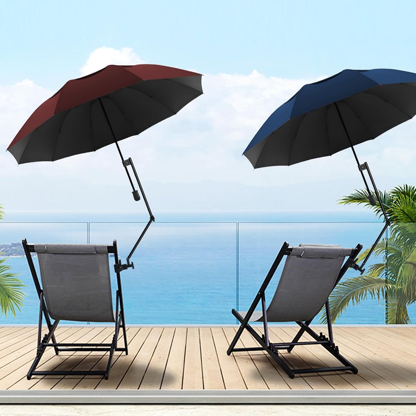 Heavy Duty Umbrella Holder - Adjustable Clamp, Deck Mount, Universal Stand for Mobility, Patio, Stroller, Wheelchair, Beach Chair (Rod only)