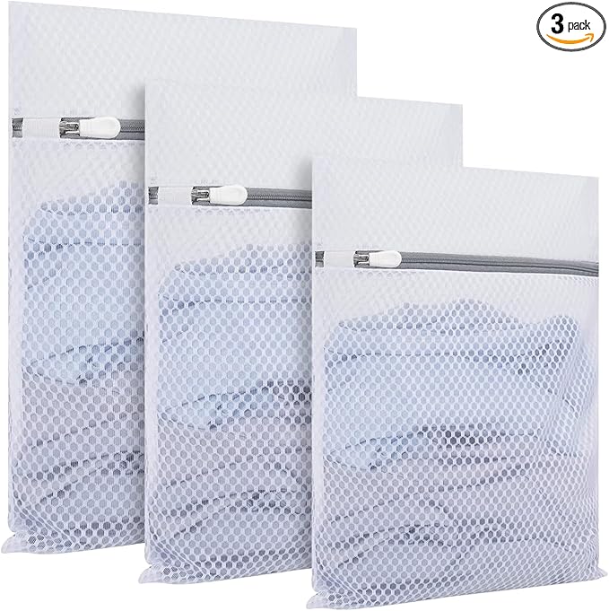 3-Pack Heavy-Duty Honeycomb Mesh Laundry Bags (L/M/S), Washing Bags for Delicates, Sweaters, Shoes, Backpacks, Bed Sheets - Garment Protector