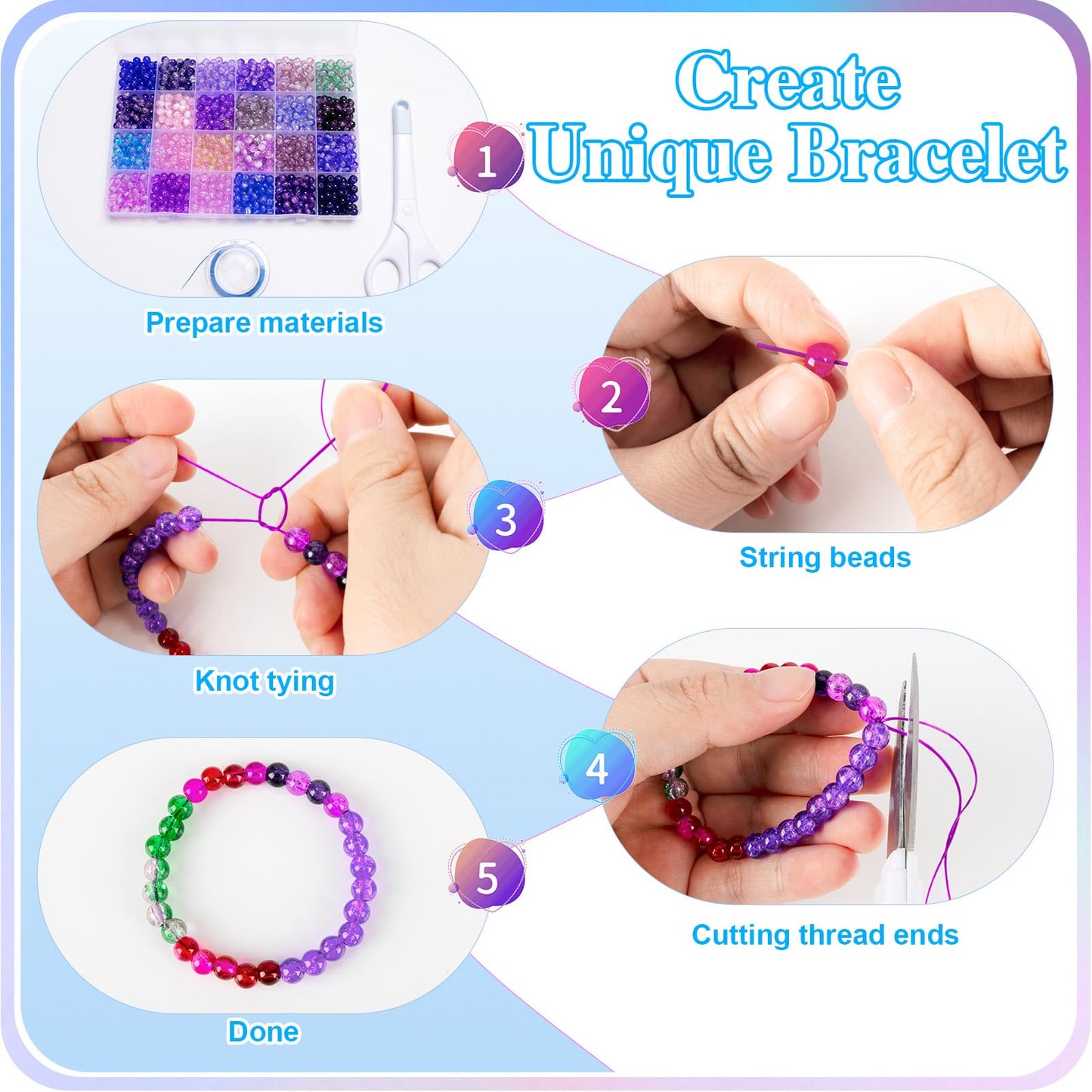 XSEINO About 7200pcs 144 Colors 6mm Crackle Glass Beads Bracelet Making Kit,6Box Different Style Crack Series Colorful Crystal Beads for Bracelet Jewelry Making,DIY Crafts,Friendship Bracelets