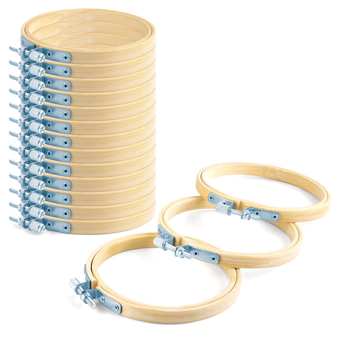 TINDTOP 16 Pieces 4 inch Embroidery Hoops, Bamboo Frame Circle Cross Stitch Hoop Ring Embroidery Hoops Set for Embroidery and Cross Stitch