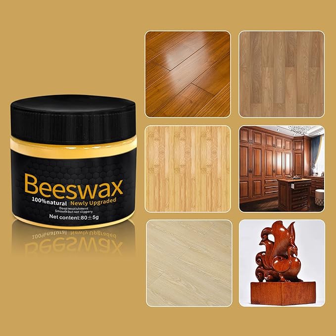 Beeswax Polish – Natural Wood Furniture Restorer, Deep Nourishing Repair Wax, Protective Shine Coating, Wood Maintenance Solution for Cabinets, Tables, Hardwood Floors