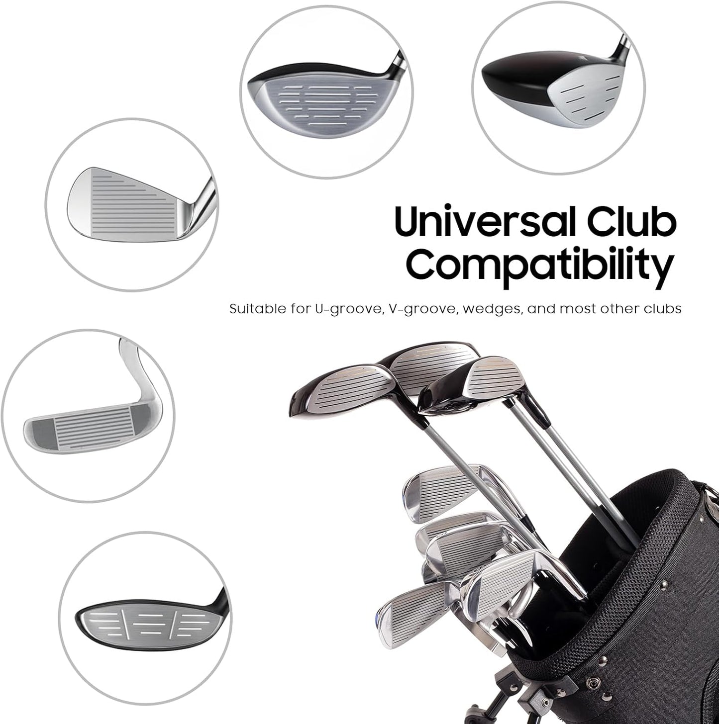 3-in-1 Golf Club Groove Sharpener Cleaning Towel Set, Golf Club Cleaner Tool with Aluminum Alloy Shaft and Microfiber Towel for Irons, Wedges Club Groove Care
