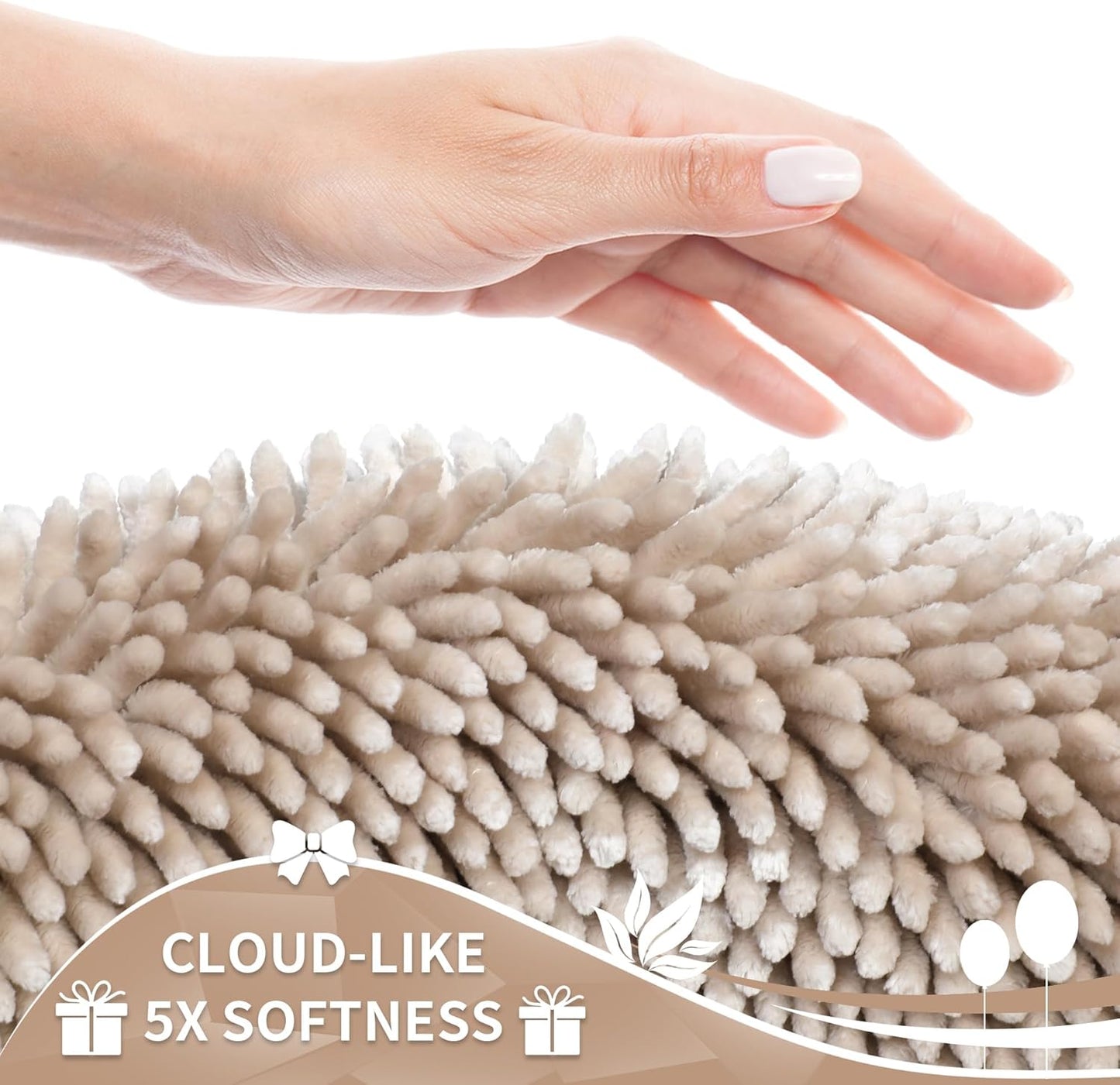 Yimobra Long Bathroom Rug Non Slip 44x24 Inch, Extra Thick Soft Absorbent Chenille Bath Mat, Machine Washable Quick Dry Bath Rugs for Bathroom Floor, Tub and Shower, Home Decor Accessories, Khaki