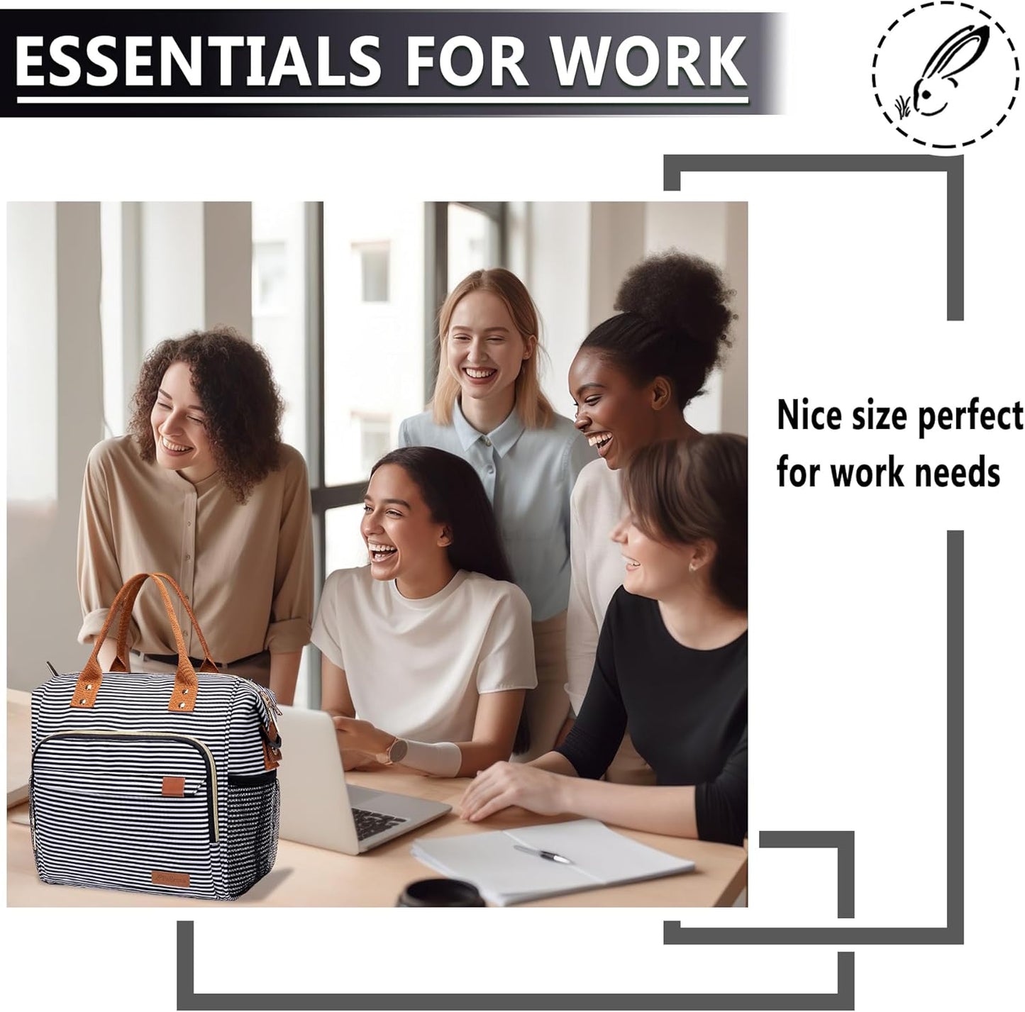 TuErCao Lunch Bag Women Insulated Lunch Box for Work Leakproof Soft Cooler for Picnic Travel Road Trips, Loncheras para Mujer Adult, Stripes