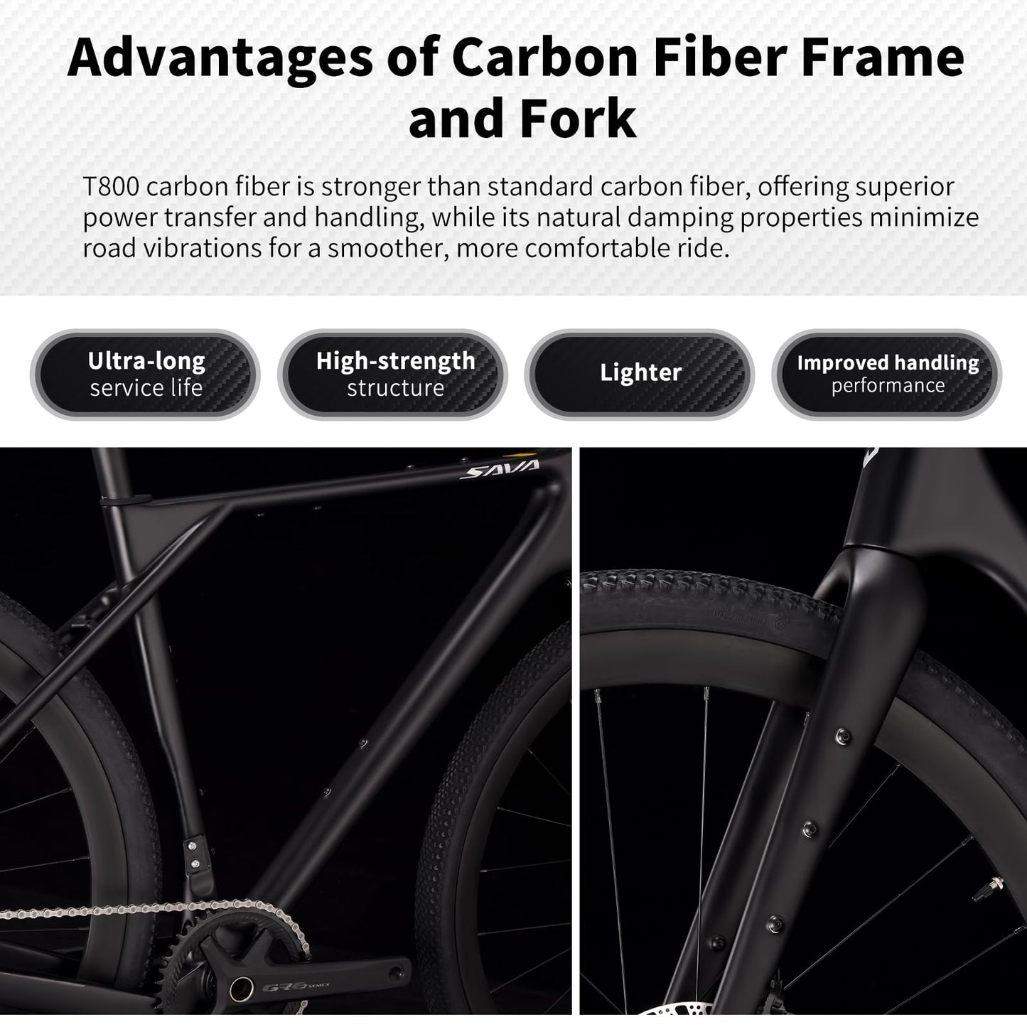 SAVADECK Carbon Gravel Bike - T800 Carbon Frame & Fork | Shimano U6000 11-Speed Groupset | Hydraulic Disc Brakes | 700CX40mm All-Terrain Tires | Men & Women Road/Off-Road Bicycle (Gold, 47cm)