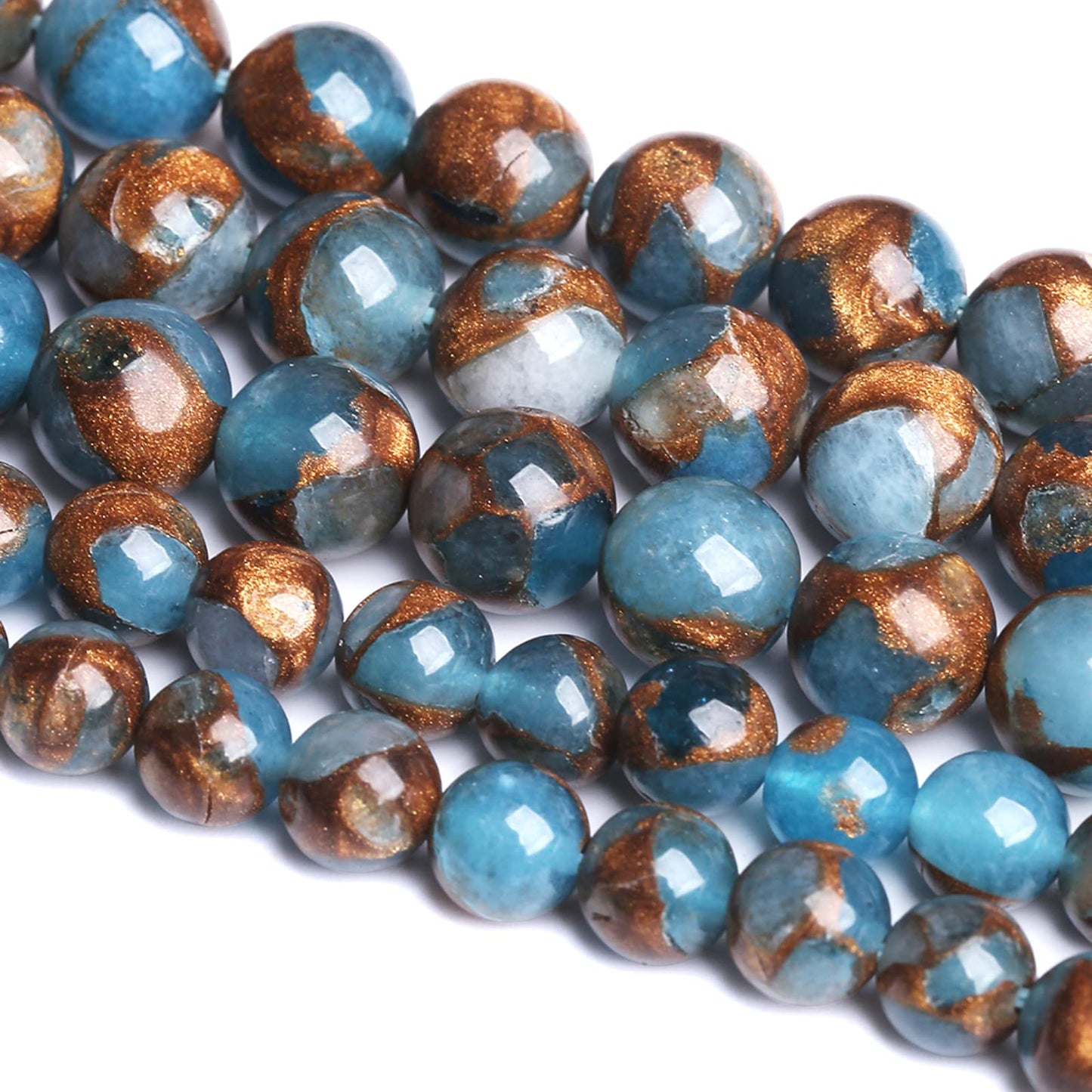 8MM 45PCS Lake Blue Cloisonne Craft Spacer Loose Beads for Jewelry Making DIY Bracelet
