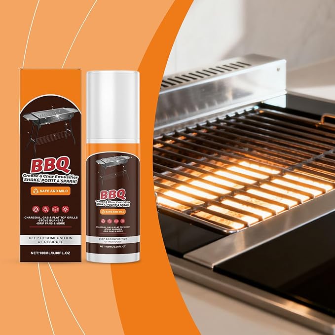 Grill Cleaner - Powerful 100ml Degreaser for BBQ Grates & Racks, Lightweight Kitchen Cleaning Tool, Easy Spray Design, Premium Grease for Iron Plate Baking Tray Dish Counter Pot Pan Outdoor