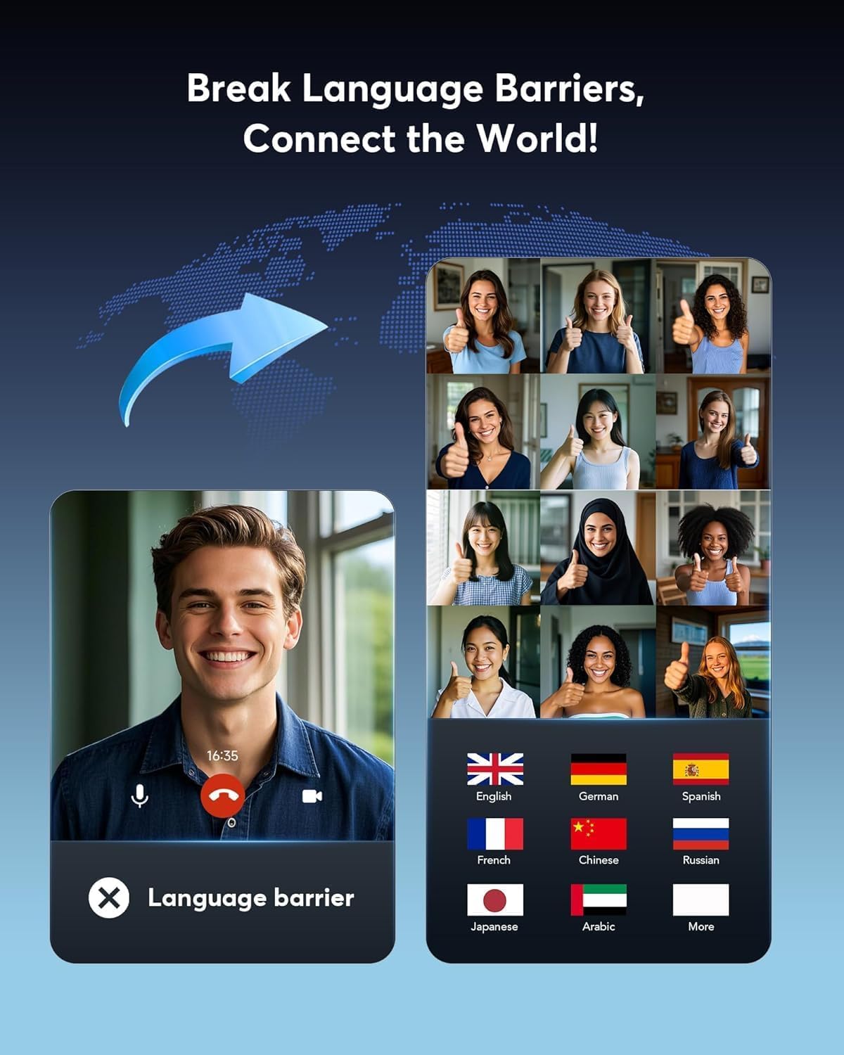 Translation Earbuds Real Time - AI 144 Language Translator Earbuds, Audifonos Traductores Inglés Español, 3-in-1 Translating Device, Translate Ear Buds for Travel Learning with Charging Case