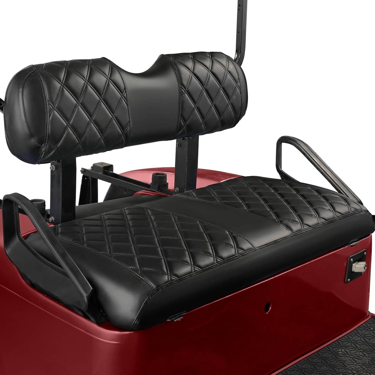 NOKINS Golf Cart ET Front Seat Covers Suitable for EZGO TXT 1994-2013/EZGO RXV OEM Standard Front Seat Cushion, No Stapler Required, Golf Cart Vinyl Replacement Seat Cover Black Stitching