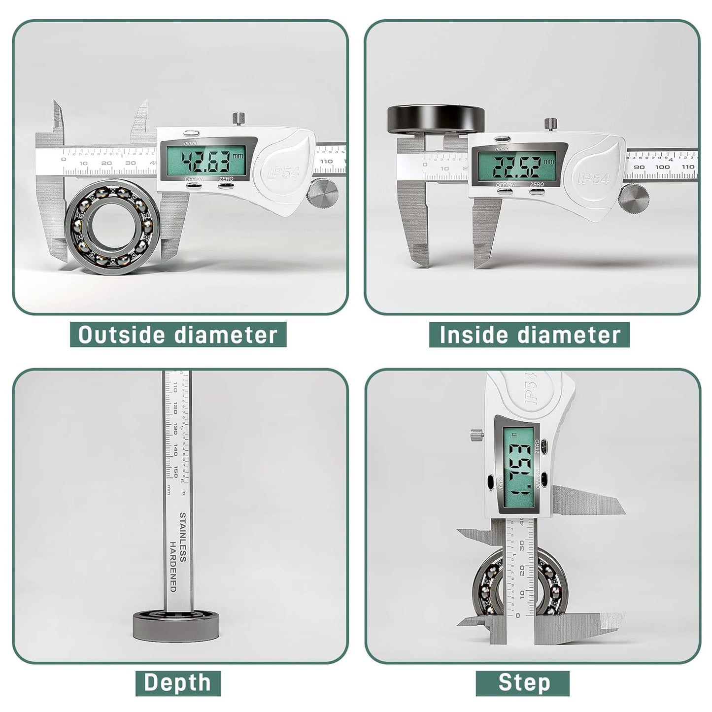 Electronic Digital Vernier Caliper Measuring Tool, IP54 Waterproof Electronic Micrometer Caliper, 150mm/0-6 inch Stainless Steel Vernier Caliper with Large LCD Screen, Inch Metric Conversion