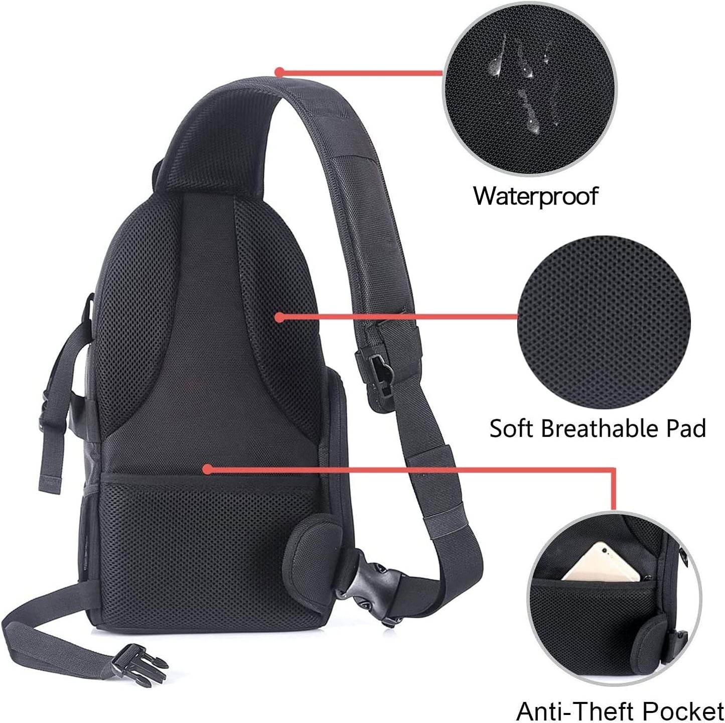 MOSISO Camera Sling Bag, DSLR/SLR/Mirrorless Camera Backpack Case Shockproof Photography Backpack with Tripod Holder & Removable Modular Inserts Compatible with Canon/Nikon/Sony/Fuji