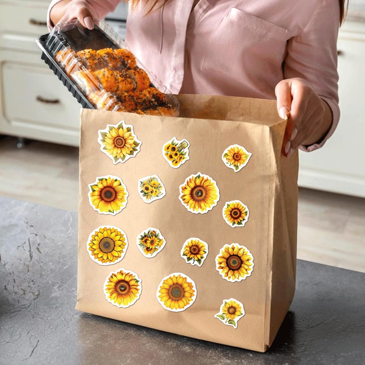 Sunflower Vinyl 50pcs Stickers Pack for Laptop Water Bottle Scrapbook Journal Phone Case Decoration DIY Accessories Hat Bumper Kids Teens Adults Bike Motorcycle Bedroom
