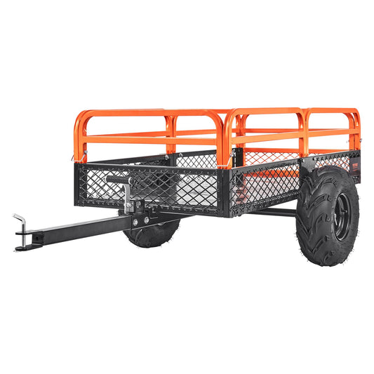 VEVOR ATV UTV Trailer Tow Behind Dump Cart, 1500lbs 15 Cubic Feet, Heavy Duty Yard Garden Trailer Pull Behind Dump Trailer for Lawn Mower Tractor