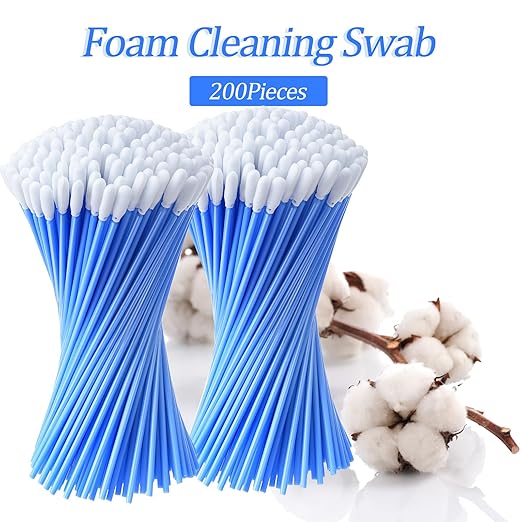 Chinco 200 Pieces Foam Swab Sponge Swab Foam Tips Sponge Stick for Ink Jet Printer Print Head Camera Optical Lens Optical Equipment (Blue,6.42 Inch)