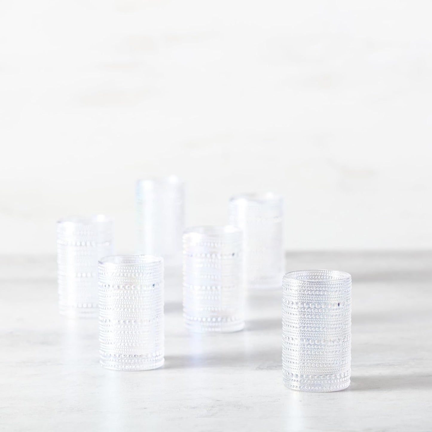 Fortessa Jupiter Beaded Hobnail Glass, 13 Ounce Iced Beverage (Set of 6), Iridescent