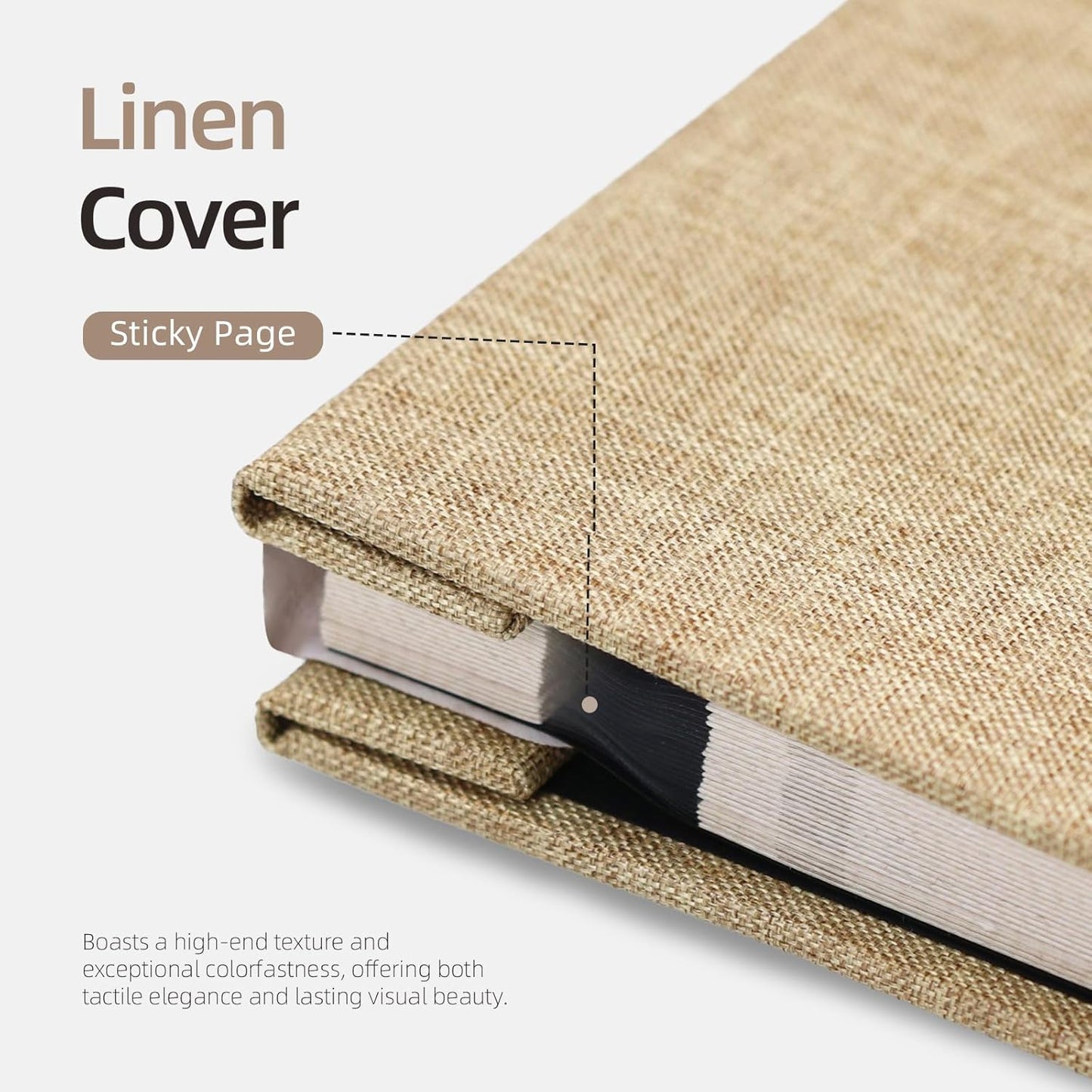 Vienrose Large Photo Album Self Adhesive for 4x6 8x10 10x12 Pictures Scrapbook Album DIY Scrap Book 40 Sticky Pages with A Metallic Pen 13"x12.6"40 Pages Khaki